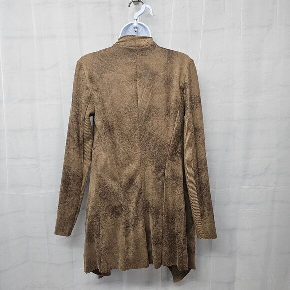 Zara Brown Faux Soft Leather Open Waterfall Boho Western Jacket XS - Picture 8 of 13